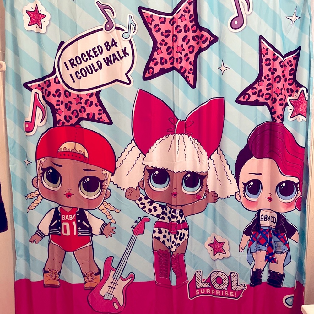 L.O.L. Surprise! Rock Star Shower Curtain with Pink and Blue